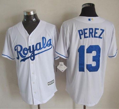 Royals #13 Salvador Perez White New Cool Base Stitched MLB Jersey Royals #13 Salvador Perez White New Cool Base Stitched MLB Jersey