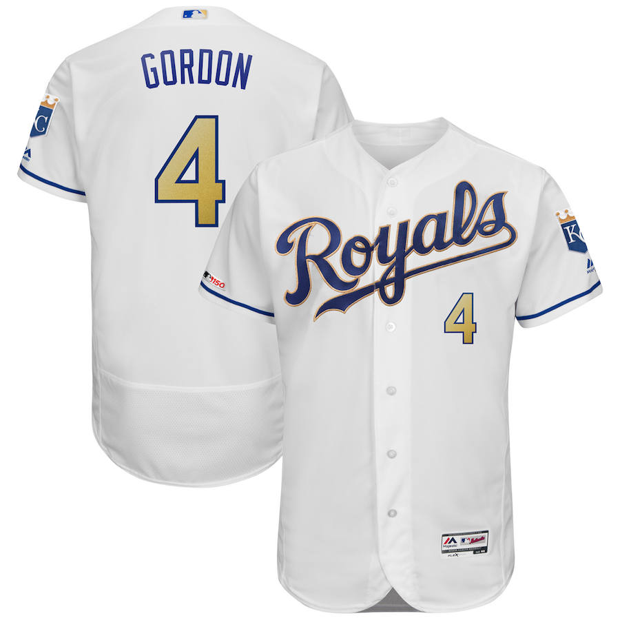 Kansas City Royals #4 Alex Gordon Majestic Alternate Authentic Collection Flex Base Player Jersey White Kansas City Royals #4 Alex Gordon Majestic Alternate Authentic Collection Flex Base Player Jersey White