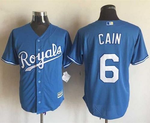 Royals #6 Lorenzo Cain Light Blue Alternate 1 New Cool Base Stitched MLB Jersey Royals #6 Lorenzo Cain Light Blue Alternate 1 New Cool Base Stitched MLB Jersey