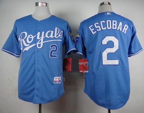 Royals #2 Alcides Escobar Light Blue Alternate 1 Cool Base Stitched MLB Jersey Royals #2 Alcides Escobar Light Blue Alternate 1 Cool Base Stitched MLB Jersey
