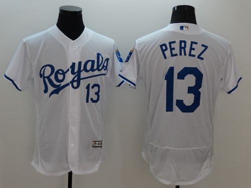 Royals #13 Salvador Perez White Flexbase Authentic Collection Stitched MLB Jersey Royals #13 Salvador Perez White Flexbase Authentic Collection Stitched MLB Jersey