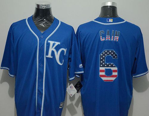 Royals #6 Lorenzo Cain Blue USA Flag Fashion Stitched MLB Jersey Royals #6 Lorenzo Cain Blue USA Flag Fashion Stitched MLB Jersey