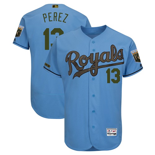 Royals #13 Salvador Perez Light Blue Flexbase Authentic Collection 2018 Memorial Day Stitched MLB Jersey Royals #13 Salvador Perez Light Blue Flexbase Authentic Collection 2018 Memorial Day Stitched MLB Jersey