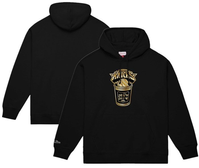 Men's New York Knicks Black 2026 Finals Champions Gold Coffee Cup Hoodie