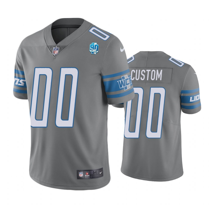 Men's Detroit Lions Active Player Custom Grey 2023 F.U.S.E. 90th Anniversary Vapor Untouchable Limited Stitched Jersey
