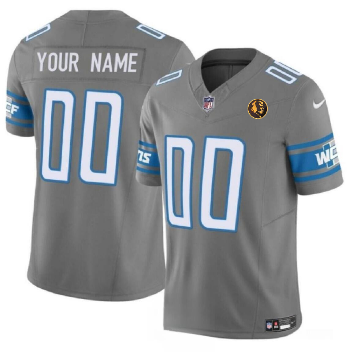 Men's Detroit Lions Active Player Custom Gray 2023 F.U.S.E. With John Madden Patch Vapor Limited Stitched Football Jersey Men's Detroit Lions Active Player Custom Gray 2023 F.U.S.E. With John Madden Patch Vapor Limited Stitched Football Jersey