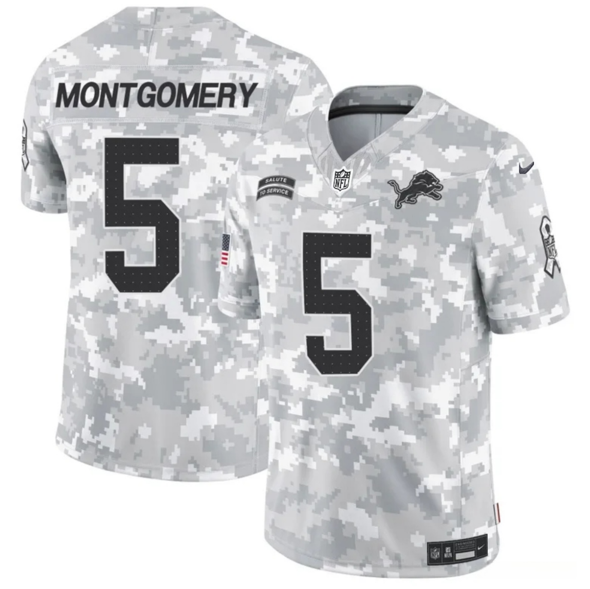 Men's Detroit Lions #5 David Montgomery 2024 F.U.S.E Arctic Camo Salute to Service Limited Stitched Football Jersey Men's Detroit Lions #5 David Montgomery 2024 F.U.S.E Arctic Camo Salute to Service Limited Stitched Football Jersey