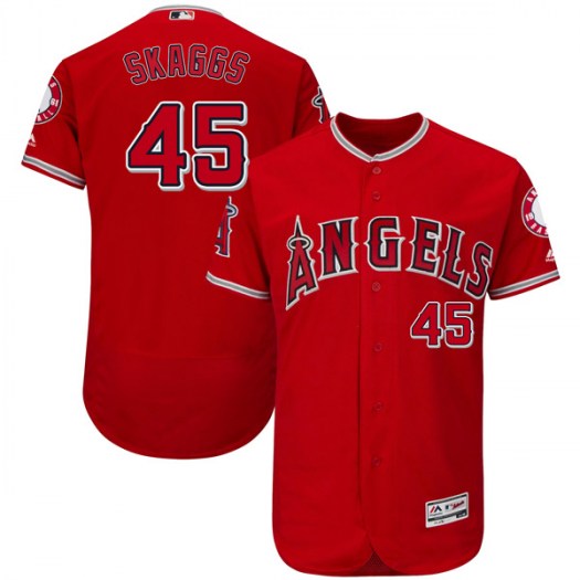 Angels of Anaheim #45 Tyler Skaggs Red Flexbase Authentic Collection Stitched MLB Jersey Angels of Anaheim #45 Tyler Skaggs Red Flexbase Authentic Collection Stitched MLB Jersey