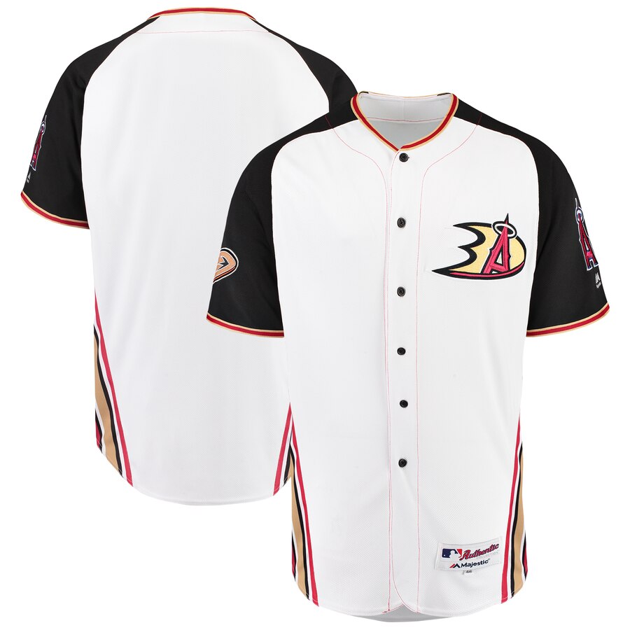 Los Angeles Angels Majestic 2019 Anaheim Ducks Crossover Flex Base Authentic Jersey White Los Angeles Angels Majestic 2019 Anaheim Ducks Crossover Flex Base Authentic Jersey White