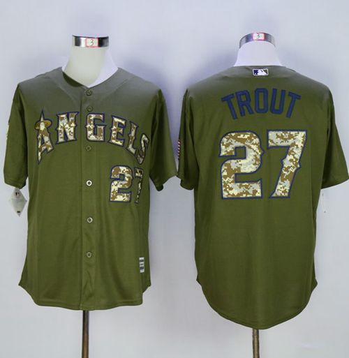 Angels of Anaheim #27 Mike Trout Green Camo New Cool Base Stitched MLB Jersey Angels of Anaheim #27 Mike Trout Green Camo New Cool Base Stitched MLB Jersey