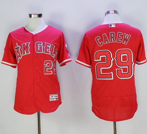 Angels of Anaheim #29 Rod Carew Red Flexbase Authentic Collection Stitched MLB Jersey Angels of Anaheim #29 Rod Carew Red Flexbase Authentic Collection Stitched MLB Jersey