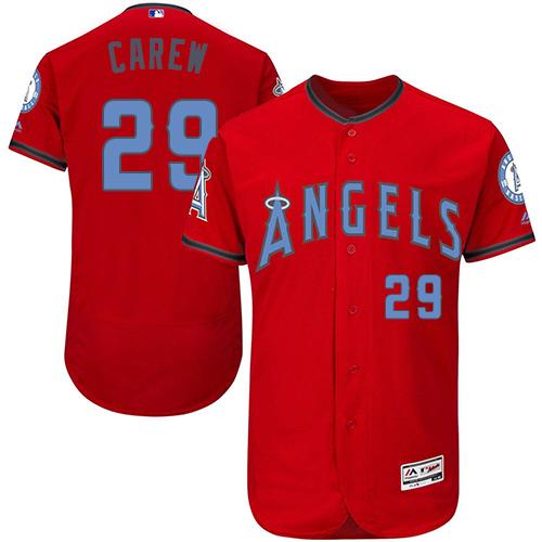 Angels of Anaheim #29 Rod Carew Red Flexbase Authentic Collection Father's Day Stitched MLB Jersey Angels of Anaheim #29 Rod Carew Red Flexbase Authentic Collection Father's Day Stitched MLB Jersey