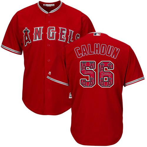 Angels of Anaheim #56 Kole Calhoun Red Team Logo Fashion Stitched MLB Jersey Angels of Anaheim #56 Kole Calhoun Red Team Logo Fashion Stitched MLB Jersey