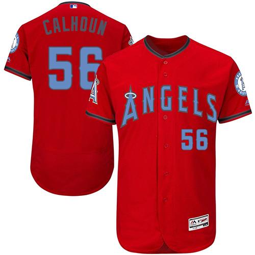 Angels of Anaheim #56 Kole Calhoun Red Flexbase Authentic Collection Father's Day Stitched MLB Jersey Angels of Anaheim #56 Kole Calhoun Red Flexbase Authentic Collection Father's Day Stitched MLB Jersey