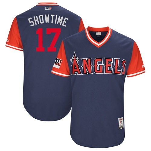 Angels of Anaheim #17 Shohei Ohtani Navy "Showtime" Players Weekend Authentic Stitched MLB Jersey Angels of Anaheim #17 Shohei Ohtani Navy "Showtime" Players Weekend Authentic Stitched MLB Jersey