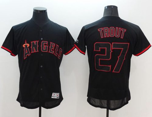 Angels of Anaheim #27 Mike Trout Black Fashion Flexbase Authentic Collection Stitched MLB Jersey Angels of Anaheim #27 Mike Trout Black Fashion Flexbase Authentic Collection Stitched MLB Jersey