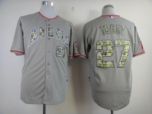 Angels of Anaheim #27 Mike Trout Grey USMC Cool Base Stitched MLB Jersey Angels of Anaheim #27 Mike Trout Grey USMC Cool Base Stitched MLB Jersey