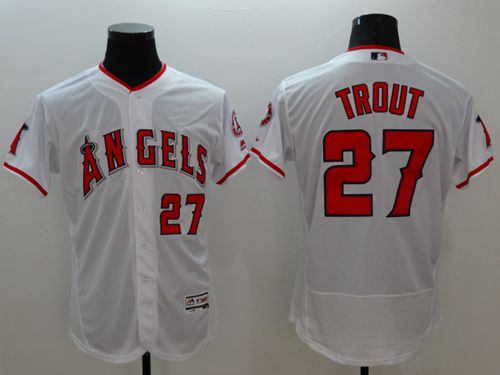 Angels of Anaheim #27 Mike Trout White Flexbase Authentic Collection Stitched MLB Jersey Angels of Anaheim #27 Mike Trout White Flexbase Authentic Collection Stitched MLB Jersey