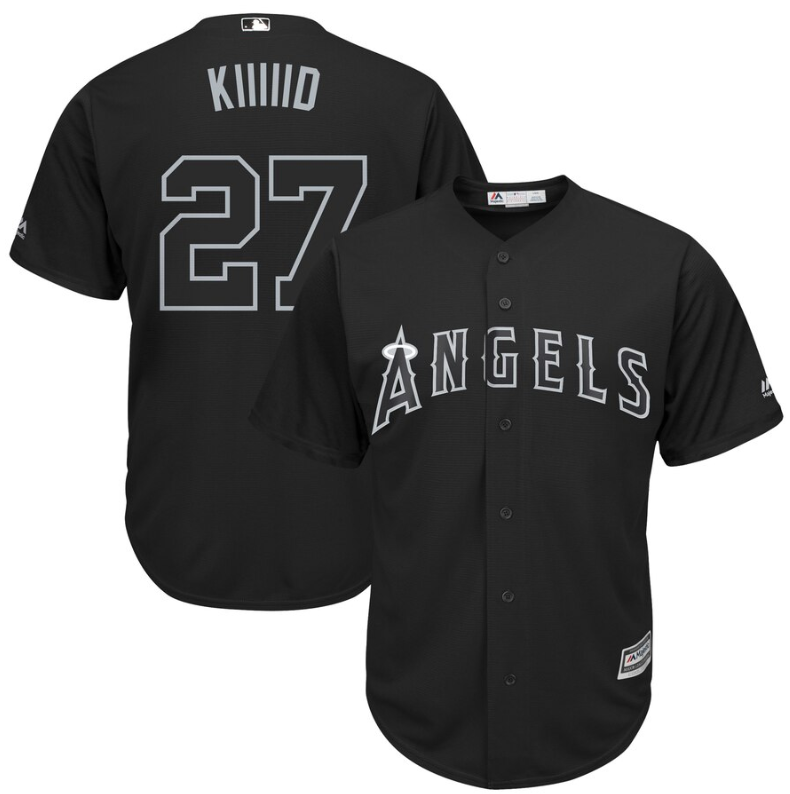 Angels of Anaheim #27 Mike Trout Black "Kiiiiid" Players Weekend Cool Base Stitched MLB Jersey Angels of Anaheim #27 Mike Trout Black "Kiiiiid" Players Weekend Cool Base Stitched MLB Jersey