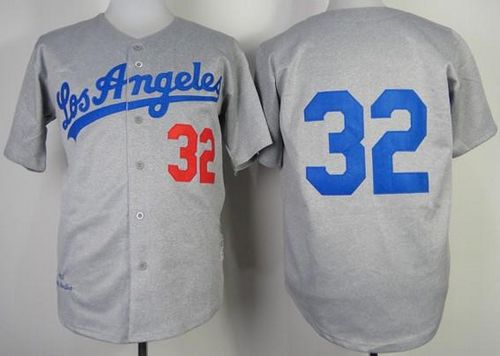 Mitchell And Ness 1963 Dodgers #32 Sandy Koufax Grey Throwback Stitched MLB Jersey Mitchell And Ness 1963 Dodgers #32 Sandy Koufax Grey Throwback Stitched MLB Jersey