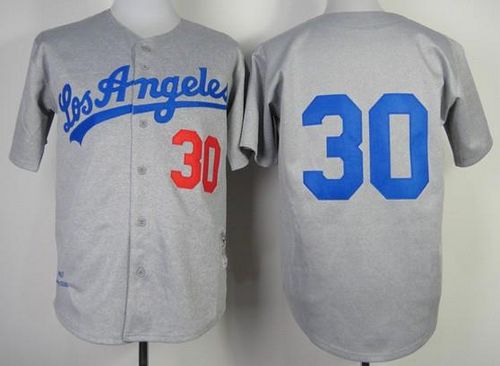 Mitchell And Ness 1963 Dodgers #30 Maury Wills Grey Throwback Stitched MLB Jersey Mitchell And Ness 1963 Dodgers #30 Maury Wills Grey Throwback Stitched MLB Jersey