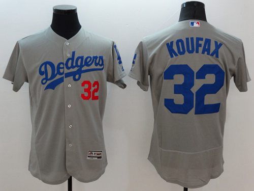 Dodgers #32 Sandy Koufax Grey Flexbase Authentic Collection Stitched MLB Jersey Dodgers #32 Sandy Koufax Grey Flexbase Authentic Collection Stitched MLB Jersey