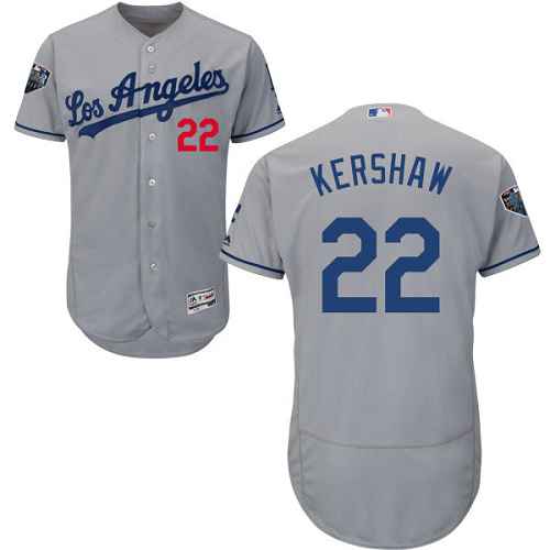 Dodgers #22 Clayton Kershaw Grey Flexbase Authentic Collection 2018 World Series Stitched MLB Jersey Dodgers #22 Clayton Kershaw Grey Flexbase Authentic Collection 2018 World Series Stitched MLB Jersey