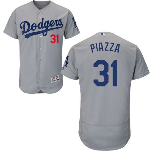 Dodgers #31 Mike Piazza Grey Flexbase Authentic Collection Stitched MLB Jersey Dodgers #31 Mike Piazza Grey Flexbase Authentic Collection Stitched MLB Jersey