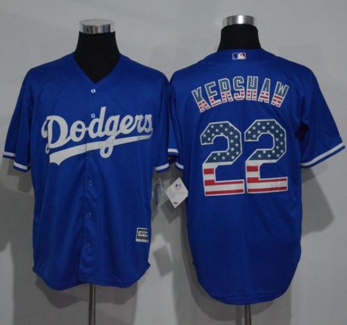 Dodgers #22 Clayton Kershaw Blue USA Flag Fashion Stitched MLB Jersey Dodgers #22 Clayton Kershaw Blue USA Flag Fashion Stitched MLB Jersey