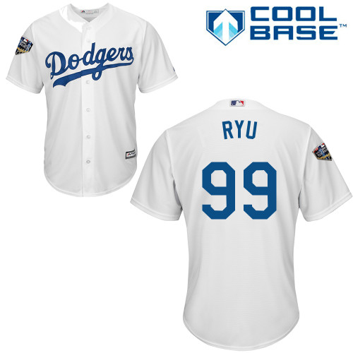 Dodgers #99 Hyun-Jin Ryu White New Cool Base 2018 World Series Stitched MLB Jersey Dodgers #99 Hyun-Jin Ryu White New Cool Base 2018 World Series Stitched MLB Jersey