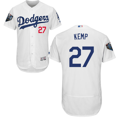 Dodgers #27 Matt Kemp White Flexbase Authentic Collection 2018 World Series Stitched MLB Jersey Dodgers #27 Matt Kemp White Flexbase Authentic Collection 2018 World Series Stitched MLB Jersey