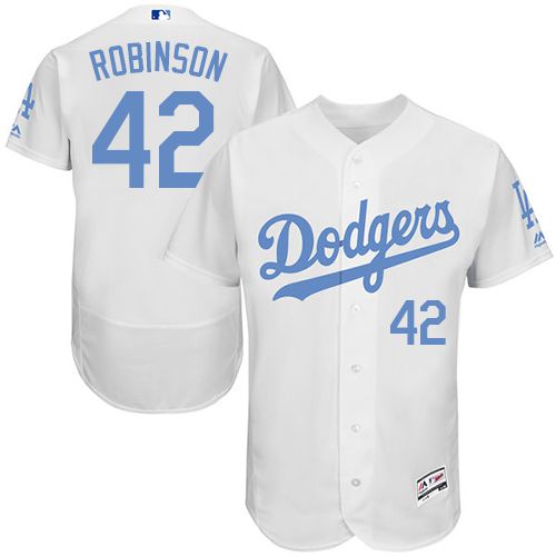 Dodgers #42 Jackie Robinson White Flexbase Authentic Collection Father's Day Stitched MLB Jersey Dodgers #42 Jackie Robinson White Flexbase Authentic Collection Father's Day Stitched MLB Jersey