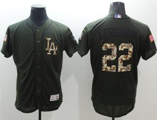 Dodgers #22 Clayton Kershaw Green Flexbase Authentic Collection Salute to Service Stitched MLB Jersey Dodgers #22 Clayton Kershaw Green Flexbase Authentic Collection Salute to Service Stitched MLB Jersey