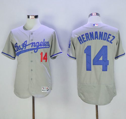 Dodgers #14 Enrique Hernandez Grey Flexbase Authentic Collection Road Stitched MLB Jersey Dodgers #14 Enrique Hernandez Grey Flexbase Authentic Collection Road Stitched MLB Jersey