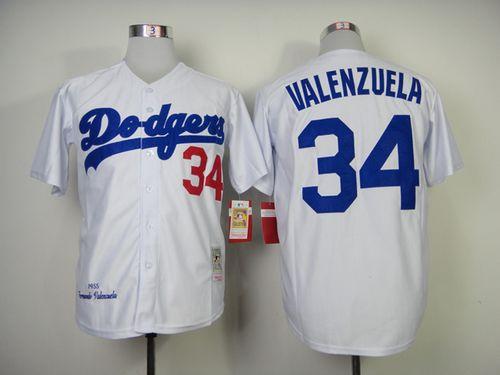 Mitchell And Ness 1955 Dodgers #34 Fernando Valenzuela White Throwback Stitched MLB Jersey Mitchell And Ness 1955 Dodgers #34 Fernando Valenzuela White Throwback Stitched MLB Jersey