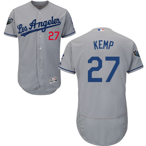 Dodgers #27 Matt Kemp Grey Flexbase Authentic Collection 2018 World Series Stitched MLB Jersey Dodgers #27 Matt Kemp Grey Flexbase Authentic Collection 2018 World Series Stitched MLB Jersey