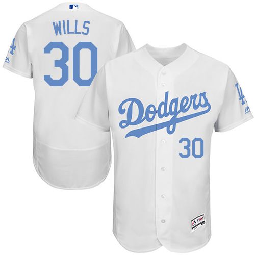 Dodgers #30 Maury Wills White Flexbase Authentic Collection Father's Day Stitched MLB Jersey Dodgers #30 Maury Wills White Flexbase Authentic Collection Father's Day Stitched MLB Jersey