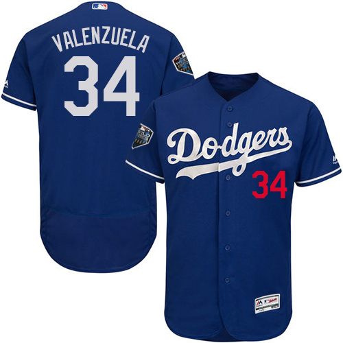 Dodgers #34 Fernando Valenzuela Blue Flexbase Authentic Collection 2018 World Series Stitched MLB Jersey Dodgers #34 Fernando Valenzuela Blue Flexbase Authentic Collection 2018 World Series Stitched MLB Jersey