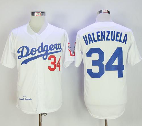 Mitchell And Ness 1981 Dodgers #34 Fernando Valenzuela White Throwback Stitched MLB Jersey Mitchell And Ness 1981 Dodgers #34 Fernando Valenzuela White Throwback Stitched MLB Jersey