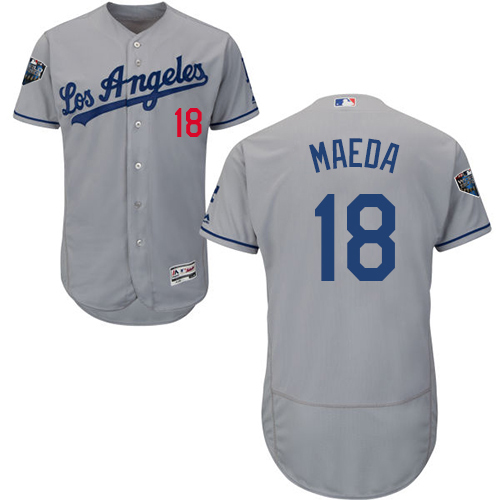 Dodgers #18 Kenta Maeda Grey Flexbase Authentic Collection 2018 World Series Stitched MLB Jersey Dodgers #18 Kenta Maeda Grey Flexbase Authentic Collection 2018 World Series Stitched MLB Jersey