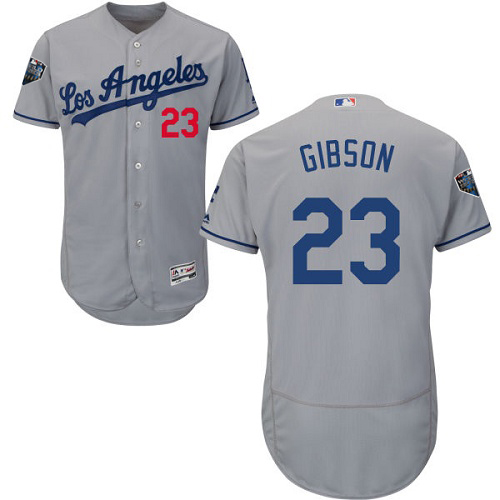 Dodgers #23 Kirk Gibson Grey Flexbase Authentic Collection 2018 World Series Stitched MLB Jersey Dodgers #23 Kirk Gibson Grey Flexbase Authentic Collection 2018 World Series Stitched MLB Jersey