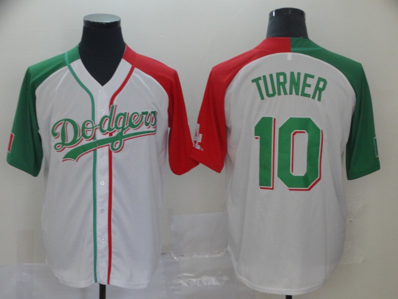 Dodgers #10 Justin Turner White Red/Green Split Cool Base Stitched MLB Jersey Dodgers #10 Justin Turner White Red/Green Split Cool Base Stitched MLB Jersey