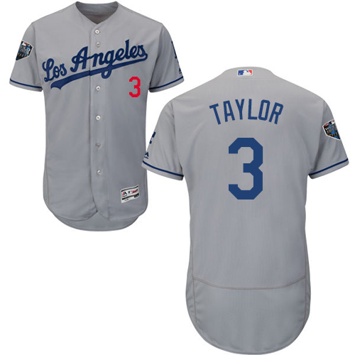 Dodgers #3 Chris Taylor Grey Flexbase Authentic Collection 2018 World Series Stitched MLB Jersey Dodgers #3 Chris Taylor Grey Flexbase Authentic Collection 2018 World Series Stitched MLB Jersey
