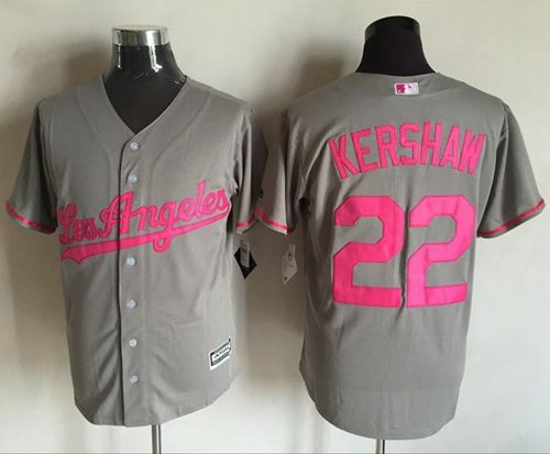 Dodgers #22 Clayton Kershaw Grey New Cool Base Mother's Day Stitched MLB Jersey Dodgers #22 Clayton Kershaw Grey New Cool Base Mother's Day Stitched MLB Jersey