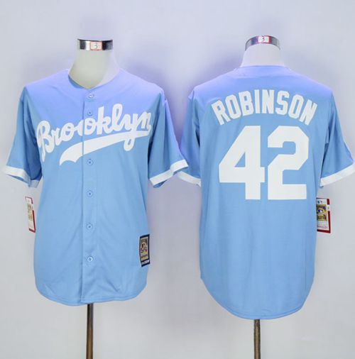 Mitchell And Ness Dodgers #42 Jackie Robinson Light Blue Throwback Stitched MLB Jersey Mitchell And Ness Dodgers #42 Jackie Robinson Light Blue Throwback Stitched MLB Jersey