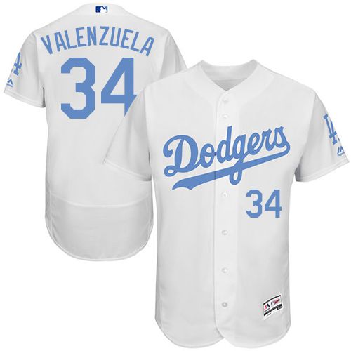 Dodgers #34 Fernando Valenzuela White Flexbase Authentic Collection Father's Day Stitched MLB Jersey Dodgers #34 Fernando Valenzuela White Flexbase Authentic Collection Father's Day Stitched MLB Jersey