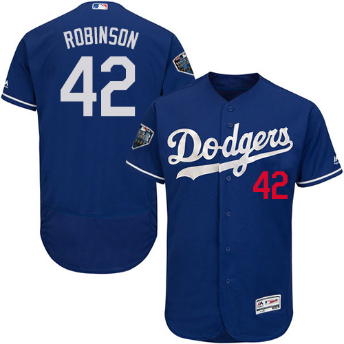 Dodgers #42 Jackie Robinson Blue Flexbase Authentic Collection 2018 World Series Stitched MLB Jersey Dodgers #42 Jackie Robinson Blue Flexbase Authentic Collection 2018 World Series Stitched MLB Jersey