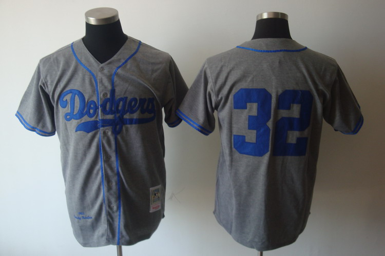 Mitchell and Ness Dodgers #32 Sandy Koufax Grey Stitched Throwback MLB Jersey Mitchell and Ness Dodgers #32 Sandy Koufax Grey Stitched Throwback MLB Jersey