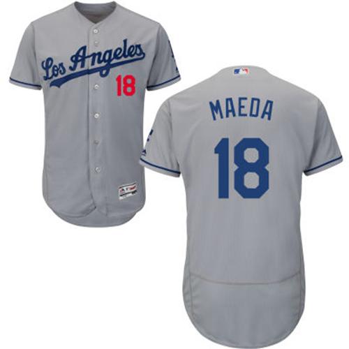 Dodgers #18 Kenta Maeda Grey Flexbase Authentic Collection Stitched MLB Jersey Dodgers #18 Kenta Maeda Grey Flexbase Authentic Collection Stitched MLB Jersey