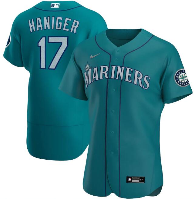 Men's Seattle Mariners #17 Mitch Haniger Aqua MLB Flex Base Stitched jersey Men's Seattle Mariners #17 Mitch Haniger Aqua MLB Flex Base Stitched jersey
